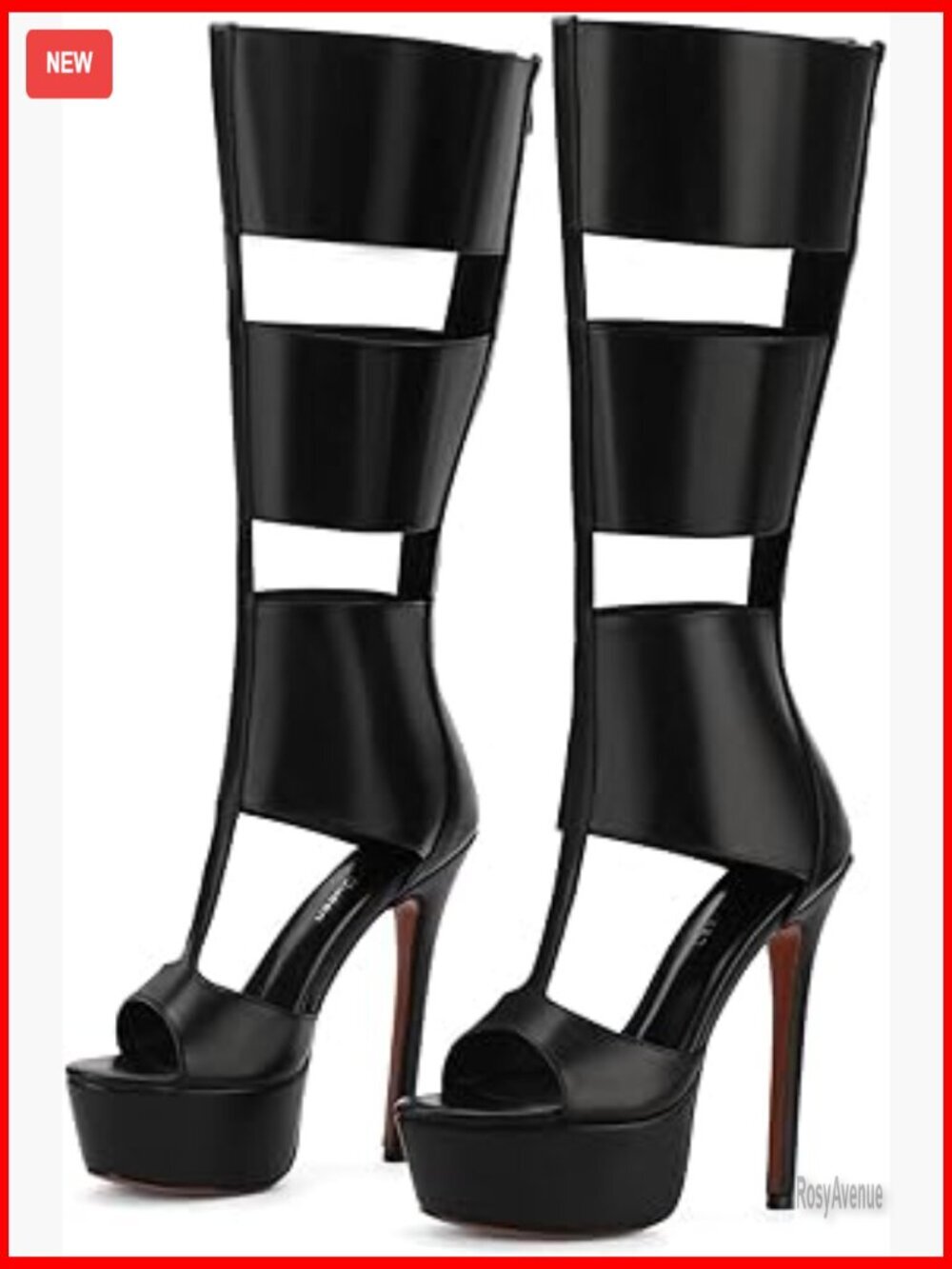 Platform Knee High Gladiator Sandals Open Toe Heels Summer Booties